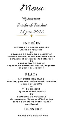 Double-Dames, menu